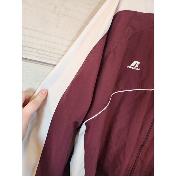 Russell Athletic Men's White Red Long Sleeve Full Zip Windbreaker Jacket Sz XL - Picture 3 of 7